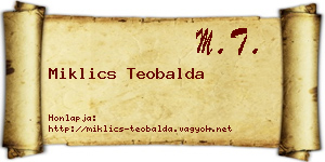 Miklics Teobalda névjegykártya